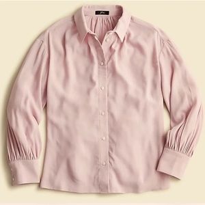 J. Crew Pink Rose Drapey Gathered Button-Up Shirt Top Medium. NWOT